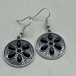 Elegant Black and Silver Dangle Earrings